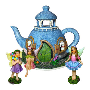 Ensemble de balançoires de jardin féerique enchanté, fées en résine avec figurines de cerfs - Product Image 5