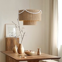 Lampe suspendue en corde de coton naturel personnalisée 2026, lampe de plafond en rotin, abat-jour tissé à la main, lampes décoratives