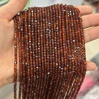 Perles carrées en héssonite naturelle de 3 mm, facettées, en forme de dés, pierres précieuses de rubis, pierres de guérison, perles pour la fabrication de bijoux en DIY, brin complet