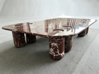 Table basse moderne en marbre Calacatta Viola Ross Lavento avec structure en métal pour salon, meubles de maison