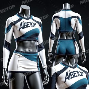 Ai dessine des uniformes de pom-pom girl 2025 nouveaux modèles uniformes de pom-pom girl à manches longues avec col et blings - Product Image 5