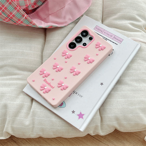 <span class=keywords><strong>Custodia</strong></span> Protettiva in Silicone Romantica Rosa Pastello con Fiocco di Perle e Stelle Sparse <span class=keywords><strong>per</strong></span> <span class=keywords><strong>Samsung</strong></span> <span class=keywords><strong>Galaxy</strong></span> S26 Ultra S25 A56 - Product Image 3