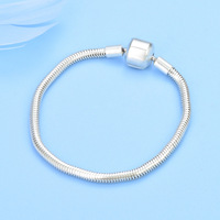 Bracelet Chaîne Souple Uni à Boucle Carrée Simple en Argent Sterling 925, Bangle Basique Os de Serpent, Accessoires DIY pour la Fabrication de Bijoux