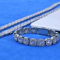 Bracelet et Collier Chaîne à Maillons Givrés en Zircon Cubique, Accessoire de Mode Hip Hop pour Hommes, Vente en Gros