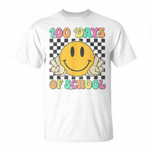 T-shirt avec visage souriant pour 100 jours d'école, design mignon pour le 100ème jour - Product Image 2