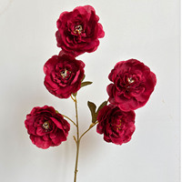 Bouquet de pivoines artificielles en soie à 5 têtes pour mariage et Saint-Valentin, décoration florale d'intérieur pour vase haut