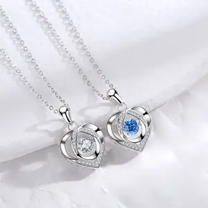 Vendita calda 925 in argento Sterling zirconio cubico cuore dell'oceano cuore pulsante collana pendente per le donne