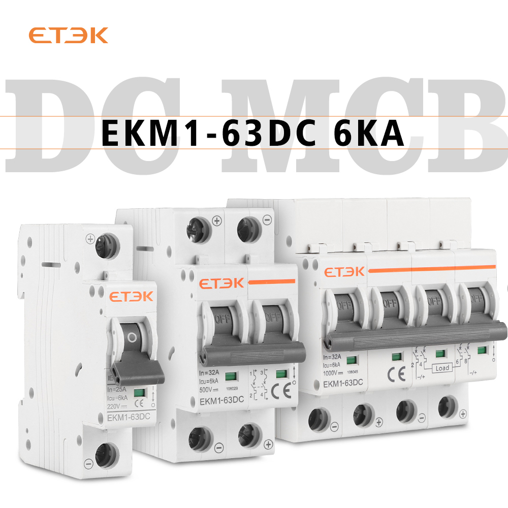 ETEK 1P/2P/4P DC 500V/1000V Mini Circuit Breaker 1-63A 6ka Solar MCB for PV System EKM1-63DC Miniature Circuit Breaker 250V · image 1