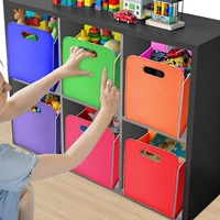 Panier de rangement en feutre coloré, lot de 6, pliable, en tissu, rectangulaire, avec poignée, pour organiser les vêtements, les livres, les jouets d'enfants