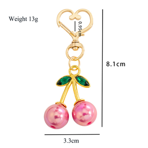 Llavero de Cereza Roja 3D de Resina <span class=keywords><strong>y</strong></span> Metal, con Esmalte de Moda, Colgante para Bolso de Mujer, Regalo de Recuerdo, Llavero de Cristal - Product Image 4