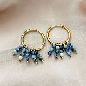 Pendientes Vintage de Lujo en Acero Inoxidable Chapado en Oro de 18K con Piedra Natural, Joyería Minimalista, Retro, Elegante, para la Oficina o el Día a Día - Product Image 4