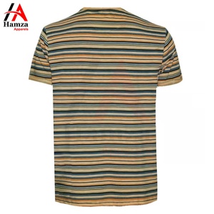 Camiseta informal a rayas para hombre en amarillo y verde, camisetas elegantes y cómodas de manga corta para hombre de Hamza Apparels - Product Image 2