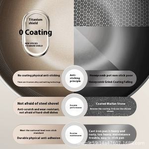 Escudo de titanio Antiadherente Cocina de inducción doméstica Wok Sartén de acero inoxidable Universal para todos los electrodomésticos de cocina - Product Image 4