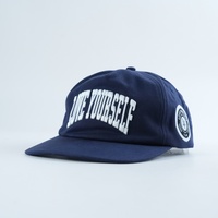 Casquette de baseball rétro 5 panneaux 2026, logo personnalisé blanc, broderie 3D en relief « LOVE YOURSELF », bleu marine, non structurée, vente en gros