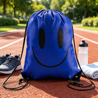 Sac à dos pliable en polyester 210D imperméable avec cordon de serrage, personnalisé par sublimation, sac de sport léger imprimé lettres arc-en-ciel, vente en gros