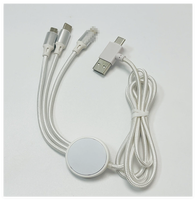 Câble de charge tressé 6-en-1 avec logo LED blanc, cordon de données transparent, câble multifonction universel à double entrée, cadeau