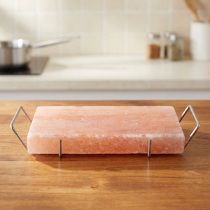 Sal rosa del Himalaya de primera calidad para cocinar, con soporte de acero inoxidable de primera calidad, 30x20x5cm, sal rosa natural. - Product Image 1