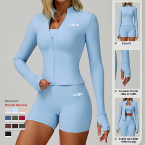 Chaqueta de Yoga de manga larga de secado rápido para mujer, <span class=keywords><strong>abrigo</strong></span> deportivo transpirable de alta calidad con cremallera ajustada para correr - Product Image 3