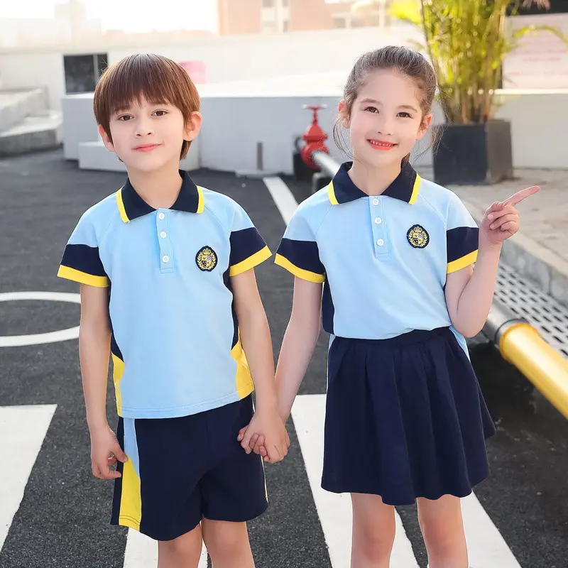 Camiseta polo uniforme escolar algodão 100%, camiseta de polo para meninos e meninas