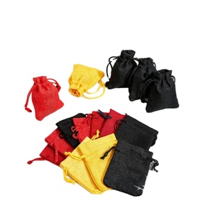 Pochette en lin avec cordon de serrage pour bijoux, doublure en velours, pour emballage de cadeaux de Noël, lavable, impression de logo personnalisée - Product Image 1