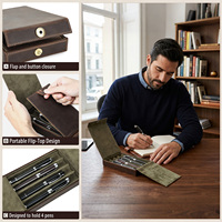 Étui rigide en cuir véritable pour 4 stylos plume, organisateur pliable, cadeau d'affaires, fournitures de bureau CF9115 (MOQ 1)