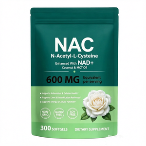 NAC N-Acétyl-L-Cystéine 600 MG Gélules Molles Enrichies en NAD+ Huile de Noix de Coco & Huile MCT 300 Comprimés Complément Alimentaire - Product Image 1