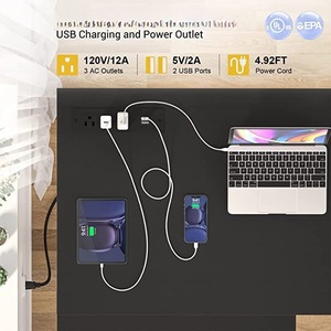 Escritorio de Juegos Metálico en <span class=keywords><strong>Forma</strong></span> de <span class=keywords><strong>L</strong></span>, Nuevo, Venta al Por Mayor de Fábrica, con Toma de Corriente y Tira de Luz LED - Product Image 4