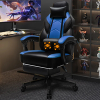 Fauteuils de jeu de massage ergonomiques à dossier haut pour le corps avec appui-tête doux et soutien lombaire massant Gris