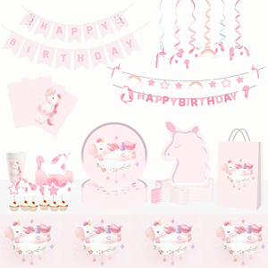 Articles de fête sur le thème de la licorne DAMAI pour filles, assiettes en papier roses, gobelets, guirlande, vaisselle jetable pour fête - Product Image 2