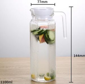 Jarra <span class=keywords><strong>de</strong></span> Vidrio con Tapa para Refrigerador, Té Helado, Jugo y <span class=keywords><strong>Agua</strong></span> <span class=keywords><strong>Caliente</strong></span>, Botella para Bebidas Caseras con Tapa y Asa - Product Image 3