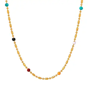 Fashion Colorful Enamel 18K Gold Plated Dainty Beads Cylinder Stainless Steel Epoxy Necklace Tarnish free Waterproof for women