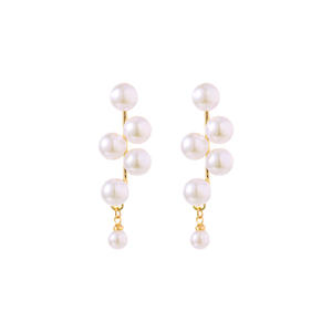 Elegantes pendientes largos de perlas <span class=keywords><strong>blancas</strong></span> pendientes redondos de borla de perlas para mujer <span class=keywords><strong>2021</strong></span> - Product Image 5