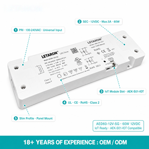 ไดรเวอร์ LED สำหรับตู้ LETARON 24V DC 60W ถึง 200W โรงงาน ODM OEM โซลูชั่นแสงสว่างสำหรับตู้แบบครบวงจร แหล่งจ่ายไฟ LED ภายในอาคาร ได้รับการรับรองมาตรฐาน UL - Product Image 3