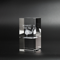 Trophée de golf en cristal K9 en gros, gravure laser 3D personnalisée, logo, bloc cube, récompense, cadeau sportif, souvenir