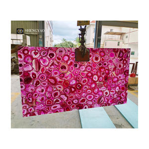 도매 다채로운 대형 반투명 노란색 백라이트 천연 마노 돌 석판 - Product Image 2