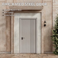 Porte en polymère ignifuge à une seule feuille moderne, sécurité, résistante au feu, en acier inoxydable, chambre commerciale, villa, salon, pousser-tirer