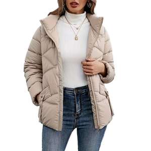 Manteau matelassé personnalisable à col montant et poches triangulaires, pour femme d'<span class=keywords><strong>âge</strong></span> mûr, décontracté et polyvalent pour <span class=keywords><strong>le</strong></span> quotidien - Product Image 1