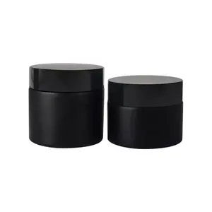 Luxury 5ml 15ml 30ml 50ml 60ml 100ml 1oz 2oz Matte Black Frosted Cosmetic Glass Cream Jar For Skincare Packaging
