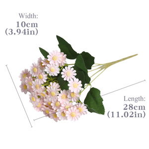 Fleurs artificielles Lichao, marguerites blanches laiteuses et bleues en soie, arrangement floral pour la maison, les mariages et les décorations extérieures - Product Image 5