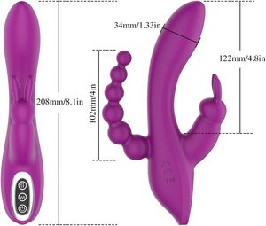 Masseur clitoridien et anal 3 en 1 avec moteurs doubles silencieux, 7 modes de vibration, vibromasseur G-spot, jouets pour adultes - Product Image 6