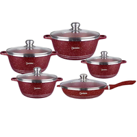 Vente chaude moderne granit 6 pièces batterie de cuisine casseroles antiadhésives pour la cuisine à domicile conception d'articles de cuisine classiques