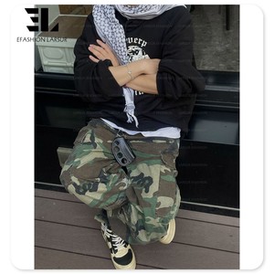 LARSUR Fábrica personalizada Algodón Distress Wash Sun Faded Ripstop Quitar Camo Cargo <span class=keywords><strong>Pantalones</strong></span> Recto Táctico Skate Camuflaje <span class=keywords><strong>Pantalones</strong></span> Hombres - Product Image 4