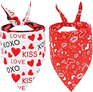 Bandana de doble capa para perro, tejido suave de absorción con impresión Digital Love, Logo de diseño, triángulo de Mascota