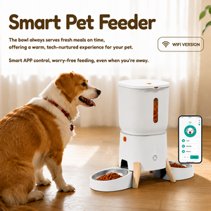 Comedero Inteligente para Mascotas con Control por Aplicación WiFi, Dispensador Automático de Comida para Mascotas, Diseño Moderno, Plástico Blanco, Uso en Interiores para Perros y Gatos - Product Image 1