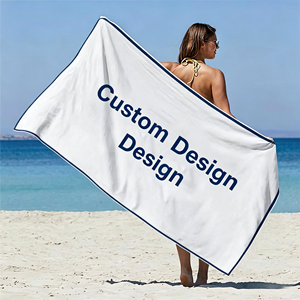 Toalla Grande de Algodón de Primera Calidad Personalizada con Logotipo y Patrón Tejido, Suave, para Playa o Baño - Product Image 1