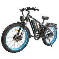 Vélo de montagne électrique avec batterie au lithium 52V 25Ah, moteur sans balais, cadre en acier, pneus 26x4 pouces, freins à disque hydrauliques à 7 vitesses