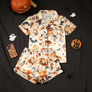 Nuevo Conjunto de <span class=keywords><strong>Pijamas</strong></span> de <span class=keywords><strong>Verano</strong></span> para Mujer, <span class=keywords><strong>Pijamas</strong></span> Casuales con Estampado Temático de Halloween - Product Image 1