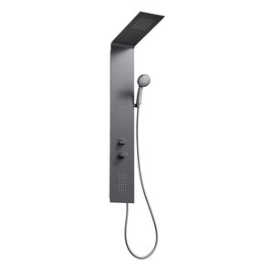 Panel de ducha de acero inoxidable para montaje en pared con cabezal de ducha tipo lluvia y rociador de mano, diseño minimalista, juego de grifería para baño - Product Image 2