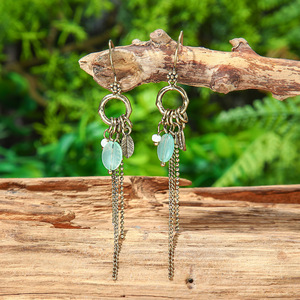 Bohemian <b>Chandelier</b> Earrings Alloy Antique Bronze Plated <b>Feather</b> Design Women's Fashion Dangle Earrings - Product Image 1