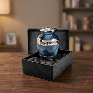 Silver Keepsake Urn Cremation Memorial Metal <b>Remembrance</b> Casket <b>Gift</b> Box Portable Funeral Supply Indian Home Crafts 200 Cubic - Product Image 1